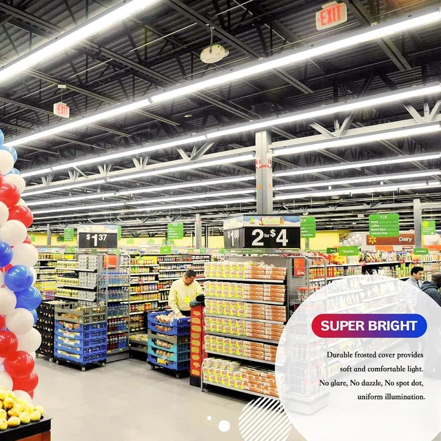 Alt view image 3 of 6 - ANTLUX 110W LED Shop Light 8FT Linear Strip Lights Linkable, 12000 Lumens, 5000K, 8 Foot Garage Lights, Surface Mount and Hanging Ceiling Lighting Fixture, 2 Pack