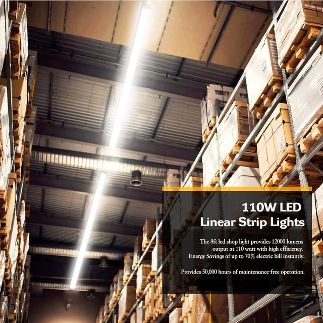 Alt view image 5 of 6 - ANTLUX 110W LED Shop Light 8FT Linear Strip Lights Linkable, 12000 Lumens, 5000K, 8 Foot Garage Lights, Surface Mount and Hanging Ceiling Lighting Fixture, 2 Pack