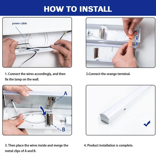 Alt view image 6 of 6 - ANTLUX 110W LED Shop Light 8FT Linear Strip Lights Linkable, 12000 Lumens, 5000K, 8 Foot Garage Lights, Surface Mount and Hanging Ceiling Lighting Fixture, 2 Pack