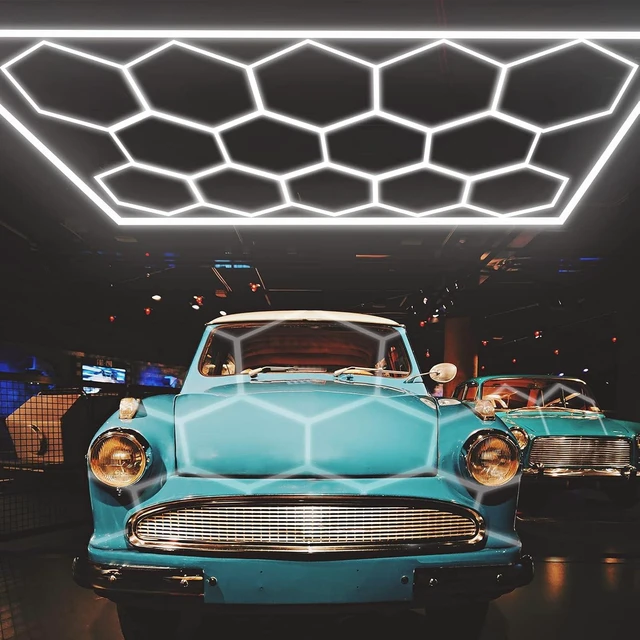 Main image of LZHOME LED Hexagon Garage Light - Super Bright 900W 108000LM Car Detailing Shop Ceiling Lights Lighting System for Home Gym Workshop Basement Warehouse 45CM/Lamp Tube
