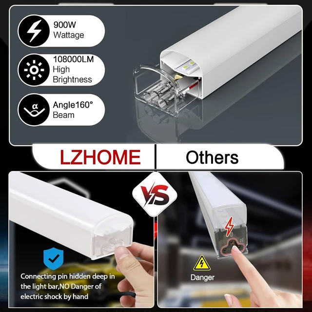 Alt view image 6 of 7 - LZHOME LED Hexagon Garage Light - Super Bright 900W 108000LM Car Detailing Shop Ceiling Lights Lighting System for Home Gym Workshop Basement Warehouse 45CM/Lamp Tube