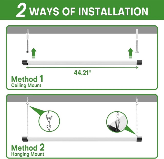 Alt view image 4 of 7 - T5 LED Shop Light, 4FT 4500LM Garage Lighting, 45W (150W Equivalent), 6500K Linkable Integrated Light Fixture with ON/OFF Switch, Hanging or Ceiling Mount Bright White Light for Workshop (4 Pack)