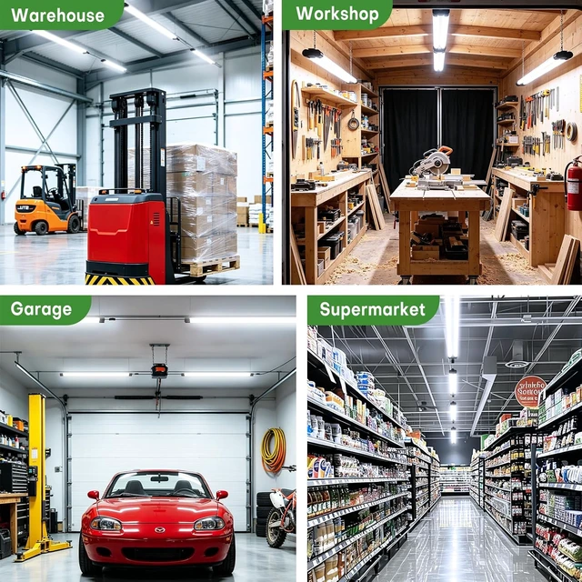 Alt view image 6 of 7 - T5 LED Shop Light, 4FT 4500LM Garage Lighting, 45W (150W Equivalent), 6500K Linkable Integrated Light Fixture with ON/OFF Switch, Hanging or Ceiling Mount Bright White Light for Workshop (4 Pack)