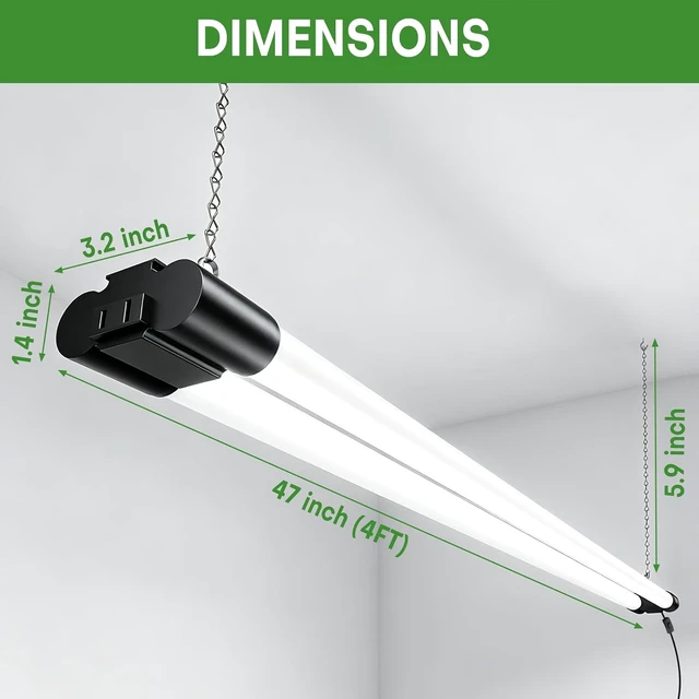 Alt view image 7 of 7 - T5 LED Shop Light, 4FT 4500LM Garage Lighting, 45W (150W Equivalent), 6500K Linkable Integrated Light Fixture with ON/OFF Switch, Hanging or Ceiling Mount Bright White Light for Workshop (4 Pack)