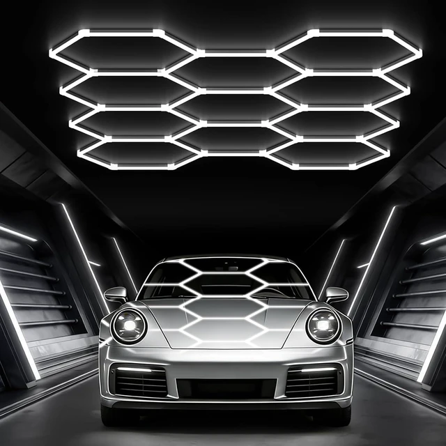 Main image of Glitgate LED Hexagon Garage Lights, 322W 35,420LM 6500K, 11 Grid
