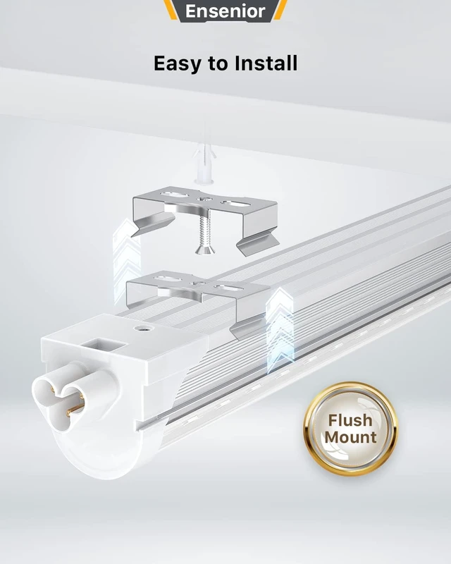 Alt view image 7 of 7 - Ensenior 4FT LED Shop Lights, 6000K T8 Commercial Bay Lighting, 10 Pack