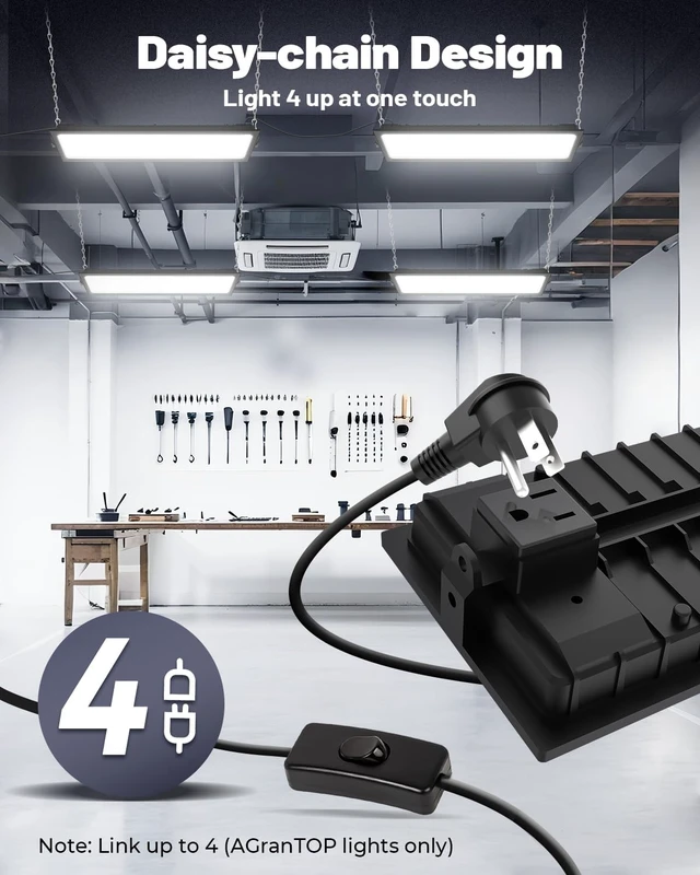 Alt view image 3 of 7 - 2 Pack Linkable LED Shop Lights, 100W 15000LM Garage Light 6000K