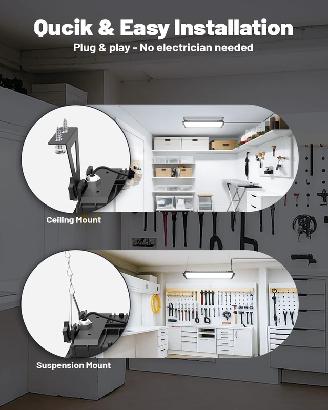 Alt view image 4 of 7 - 2 Pack Linkable LED Shop Lights, 100W 15000LM Garage Light 6000K