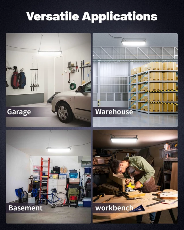 Alt view image 7 of 7 - 2 Pack Linkable LED Shop Lights, 100W 15000LM Garage Light 6000K