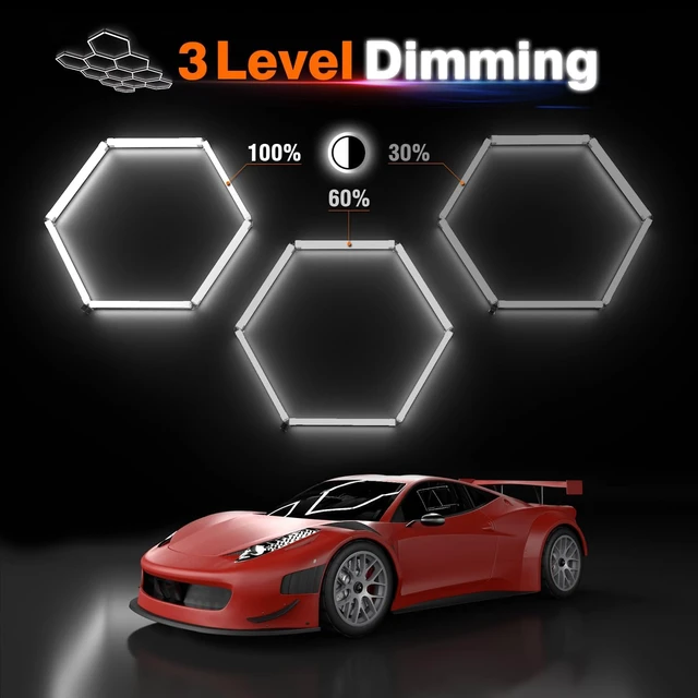 Alt view image 2 of 7 - Dimmable Hexagon Garage Lights, 38640LM 11-Hex 3-Level Brightness