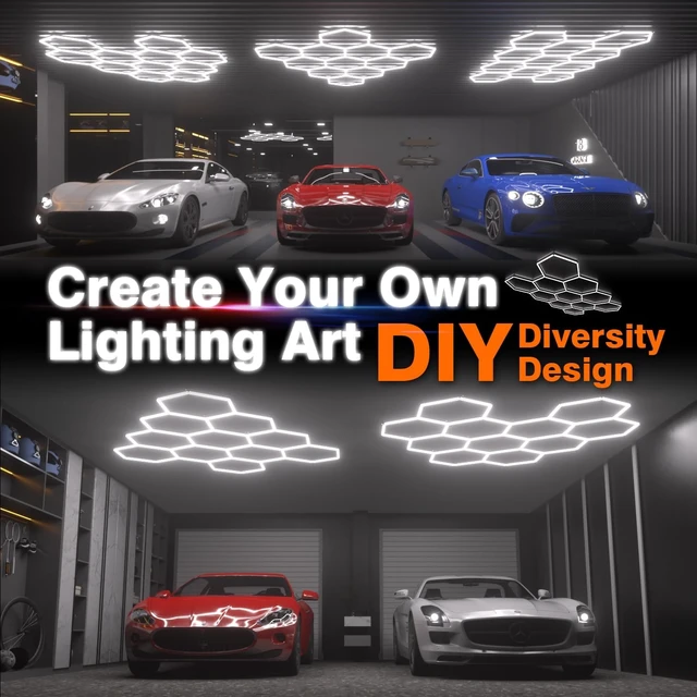 Alt view image 6 of 7 - Dimmable Hexagon Garage Lights, 38640LM 11-Hex 3-Level Brightness