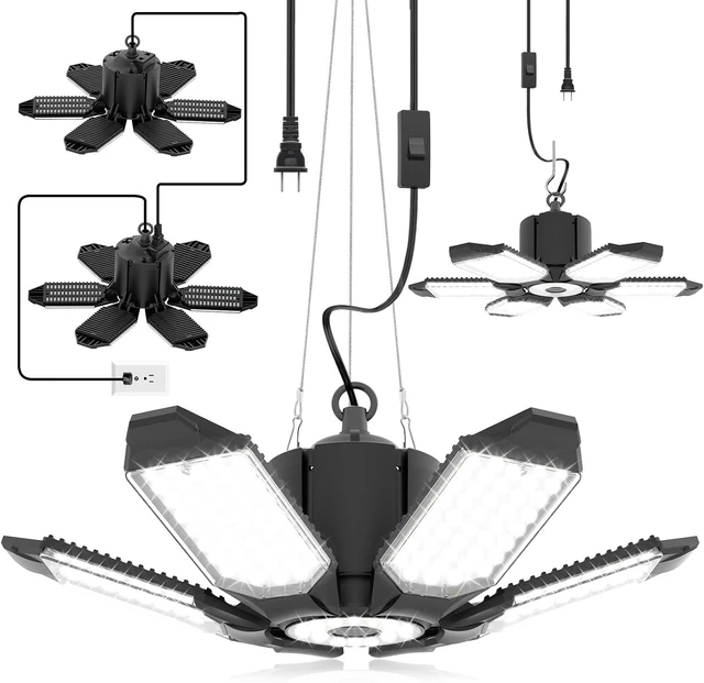 Main image of 2 Pack Plug in Garage Light, 20000LM Shop Lights 6500K Bay Lighting