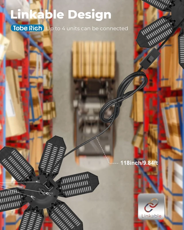 Alt view image 3 of 7 - 2 Pack Plug in Garage Light, 20000LM Shop Lights 6500K Bay Lighting