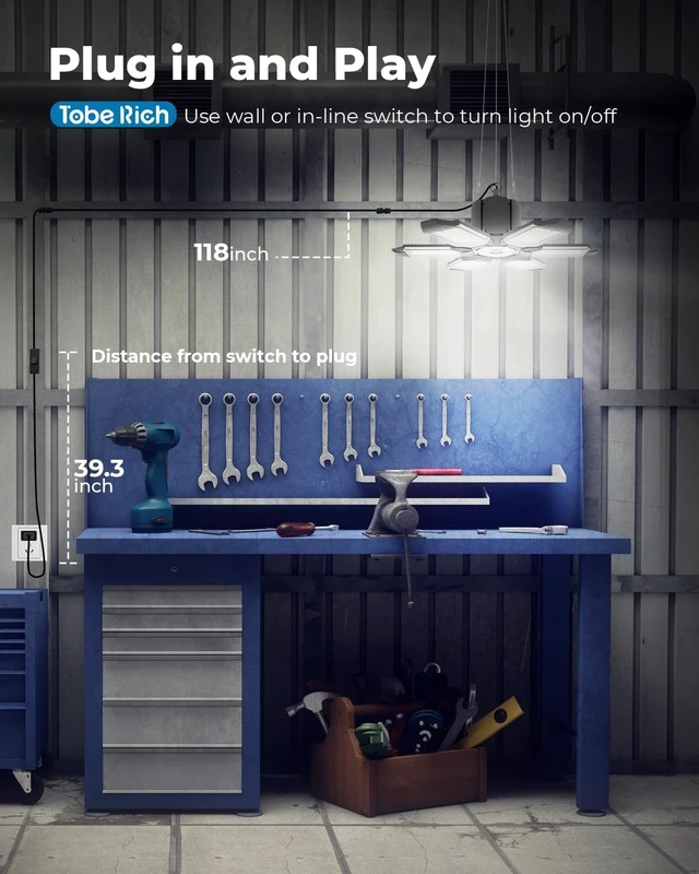 Alt view image 4 of 7 - 2 Pack Plug in Garage Light, 20000LM Shop Lights 6500K Bay Lighting