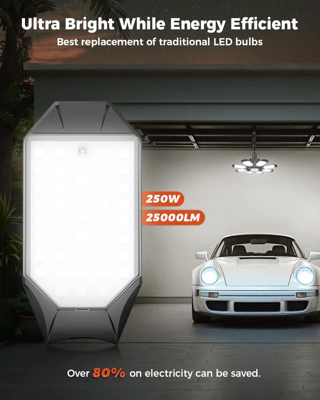 Alt view image 3 of 7 - 2 Pack Motion Sensor Garage Lights, 25000LM Shop Light 6500K
