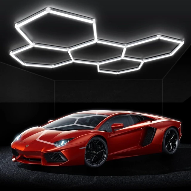 Main image of LED Hexagon Garage Lights, 24 Pack Car Garage Light Tubes, 192W, 23040LM, 6500K Super Bright, 5 Grid Systems Car Detailing LED Hex Light for Warehouse Workshop Basement Gym