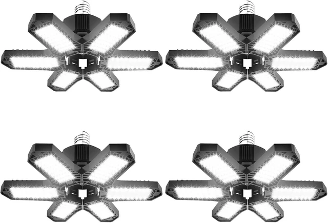 Main image of LED Garage Lights Bulb 4 Pack 180W Led Screw in Garage Lights 18000LM 6500K Bright LED Garage Ceiling Lights Deformable Garage Shop Light for Attic Basement Workshop Screw in E26 E27 Base