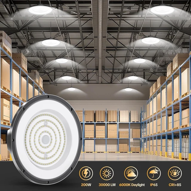 Alt view image 2 of 7 - AIKVSXER 10 Pack 200W UFO LED High Bay Light, 30000LM 6000K LED Shop Light