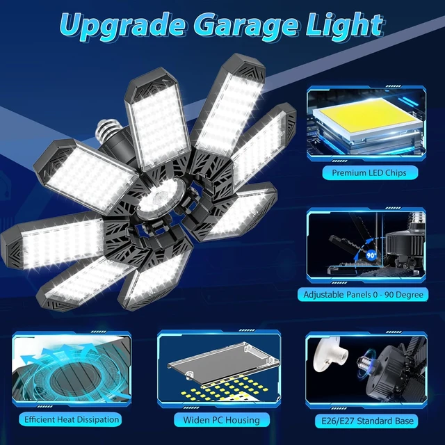 Alt view image 3 of 6 - ISKYDRAW Garage Lights 2 Pack, 260W 26000LM Bright Shop Light Bay Lighting