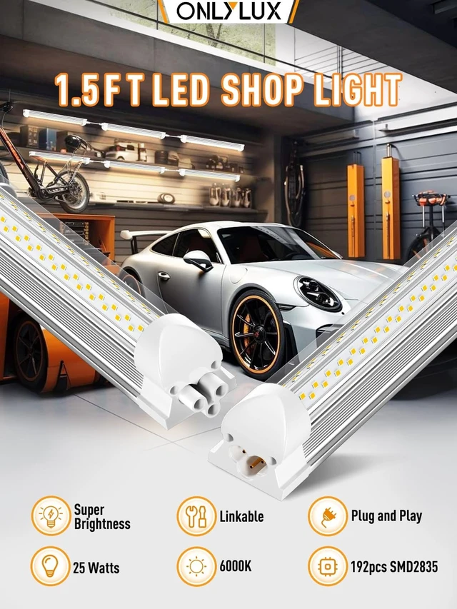 Alt view image 2 of 7 - OnlyLux LED Shop Light, 25W 3750LM 6000K Super Bright(6 Pack)