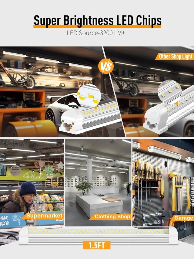 Alt view image 7 of 7 - OnlyLux LED Shop Light, 25W 3750LM 6000K Super Bright(6 Pack)