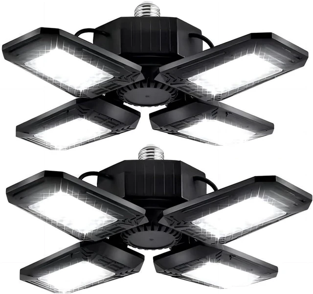 Main image of LED Garage Lights with Motion Sensor - 12000 Lumen 6500K Daylight 120W, Four Leaf Garage Organization Ceiling Lighting, Pack of 2