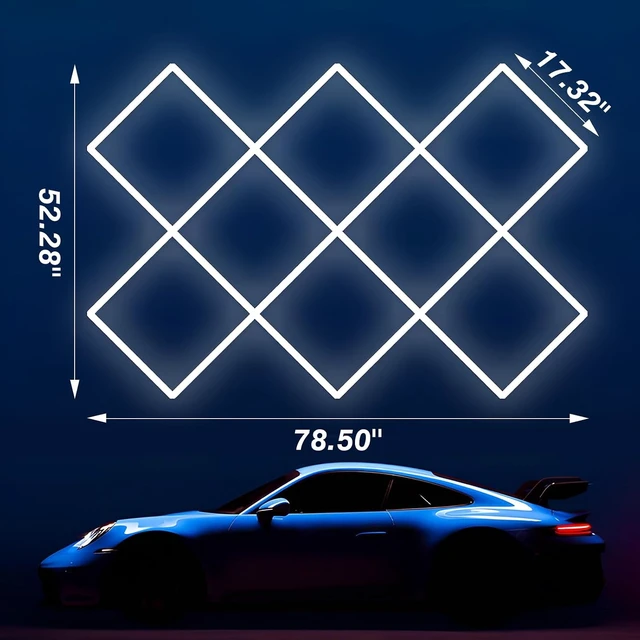Alt view image 2 of 7 - Hexagon LED Garage Lights 8 Hex Ultra-Bright Strip Lights New Updated Diamond Commercial Lighting for Garage Car Detailing Barber Shop Gym Warehouses Basement.