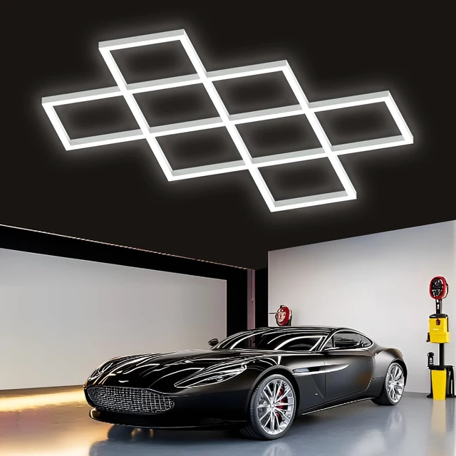 Alt view image 7 of 7 - Hexagon LED Garage Lights 8 Hex Ultra-Bright Strip Lights New Updated Diamond Commercial Lighting for Garage Car Detailing Barber Shop Gym Warehouses Basement.