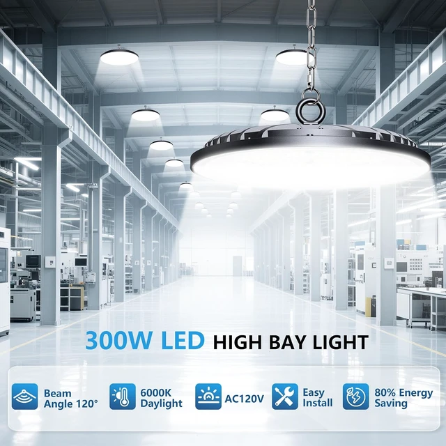 Alt view image 2 of 7 - AIKVSXER 1 Pack LED Shop Lights, 300W 45000LM UFO LED High Bay Light