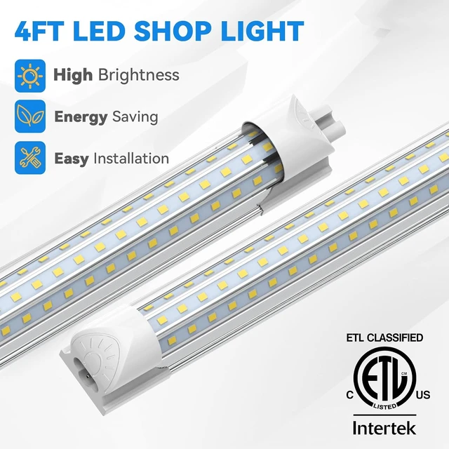 Alt view image 2 of 7 - CNSUNWAY 4FT LED Shop Lights, 50W 7500LM D Shape, ETL Listed 8 Pack