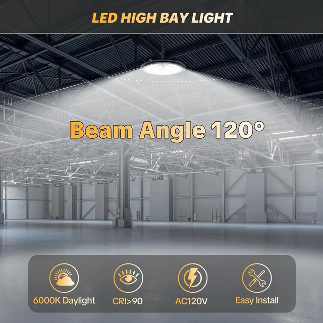Alt view image 3 of 7 - AIKVSXER 6Pack UFO LED High Bay Lights, 400W Shop Lights, 60000LM, 6000K