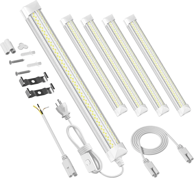 Main image of ELEKICO 4 Pack 2ft Led Shop Lights, 6000k 40w 5600lm 24 Inch Led Light Fixture Power Cord Wth on/Off Switch, Linkable 2ft Shop Light for Small Garage Ceiling Storage Area Workbench Basement Attic