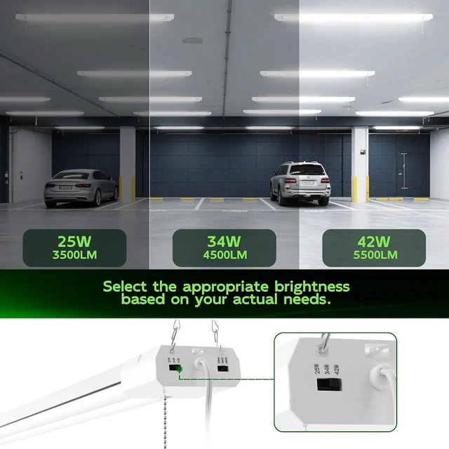 Alt view image 4 of 7 - Hlite LED Shop Lights 4FT with Reflector,5500LM,3 Power Level&3CCT,2 Pack