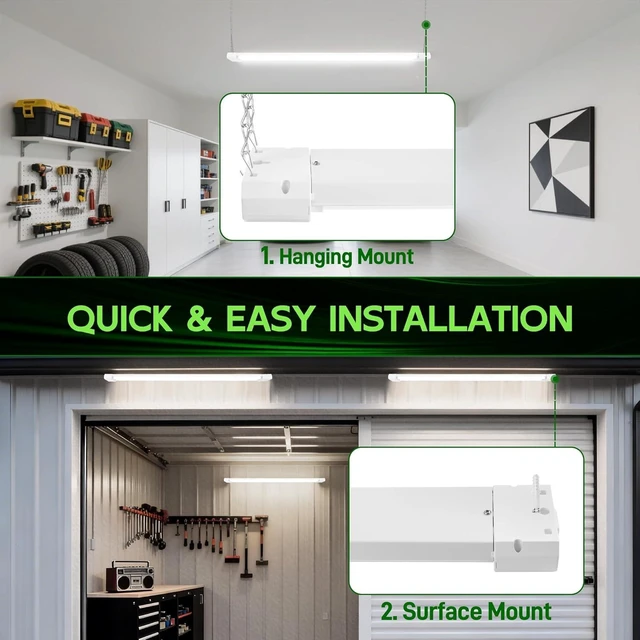 Alt view image 6 of 7 - Hlite LED Shop Lights 4FT with Reflector,5500LM,3 Power Level&3CCT,2 Pack