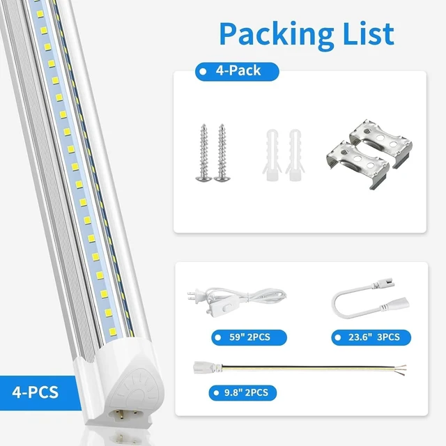 Alt view image 7 of 7 - SHOPLED LED Shop Light 4FT, 45W 6300LM 5000K Daylight White, V-Shape