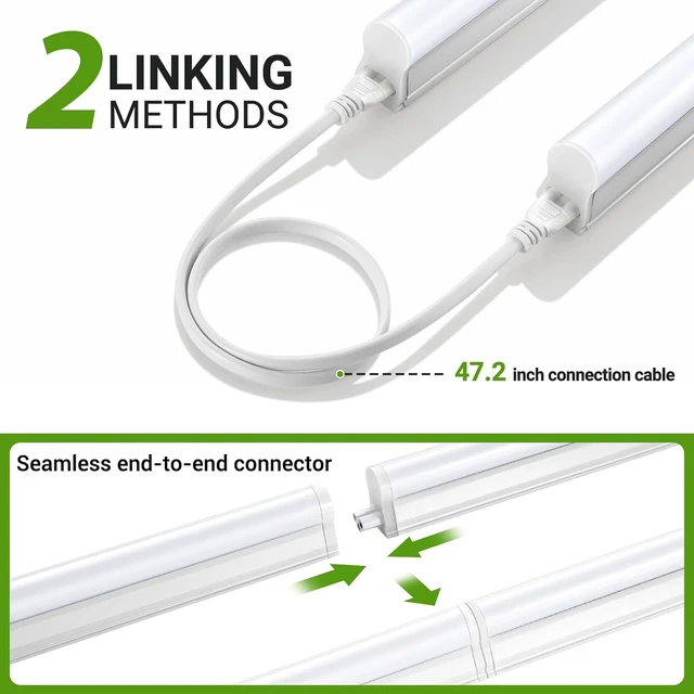 Alt view image 7 of 7 - 4FT T5 PRO LED Shop Lights, 2800LM 6500K Bright White LED Integrated Fixture, 20W Linkable Garage Light, Ceiling and Cabinet Light with ON/Off Switch, Workshop, Basement, 4 Pack