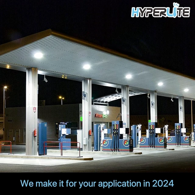 Alt view image 6 of 6 - HYPERLITE 100W Canopy LED Lights: 14000LM 1-Pack IP65 Commercial Gas Station Lighting - Square Aluminum Industrial Heat Dissipation for Parking Garage Carport