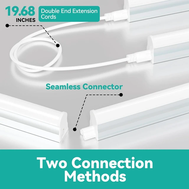 Alt view image 4 of 7 - 4FT LED Shop Lights 2 Pack, 2000LM 6500K T5 Light Fixture 20W