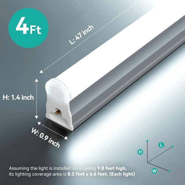 Alt view image 6 of 7 - 4FT LED Shop Lights 2 Pack, 2000LM 6500K T5 Light Fixture 20W