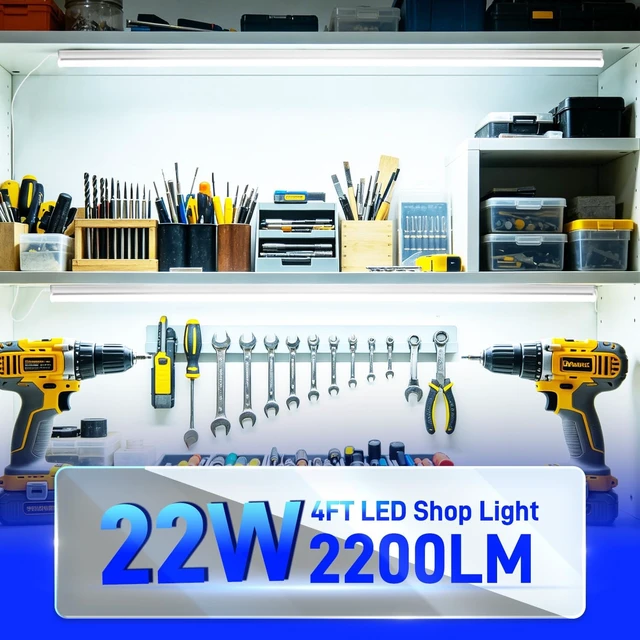Alt view image 2 of 7 - hykolity 2 Pack T5 LED Shop Lights 4FT, 22W 2200LM 6500K Super Bright White
