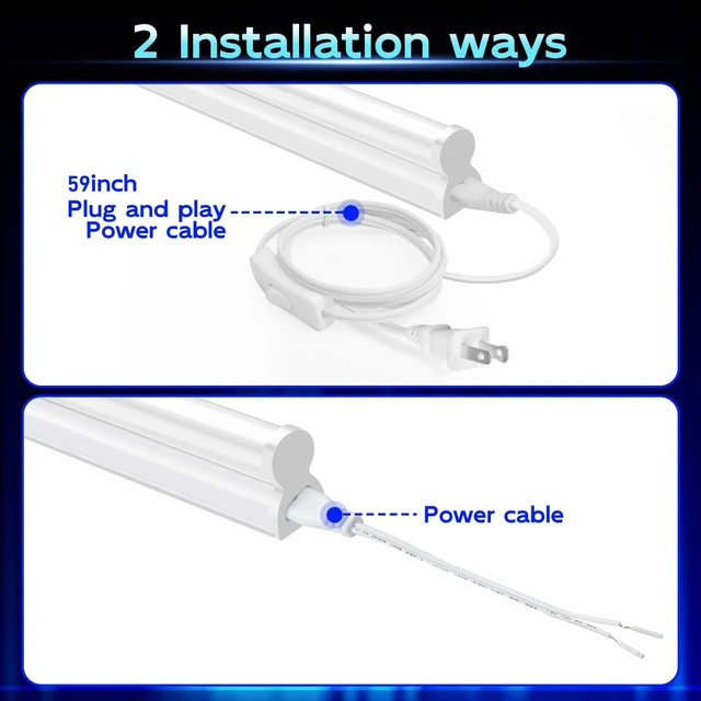 Alt view image 5 of 7 - hykolity 2 Pack T5 LED Shop Lights 4FT, 22W 2200LM 6500K Super Bright White