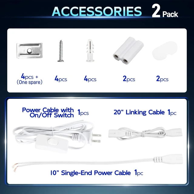 Alt view image 6 of 7 - hykolity 2 Pack T5 LED Shop Lights 4FT, 22W 2200LM 6500K Super Bright White