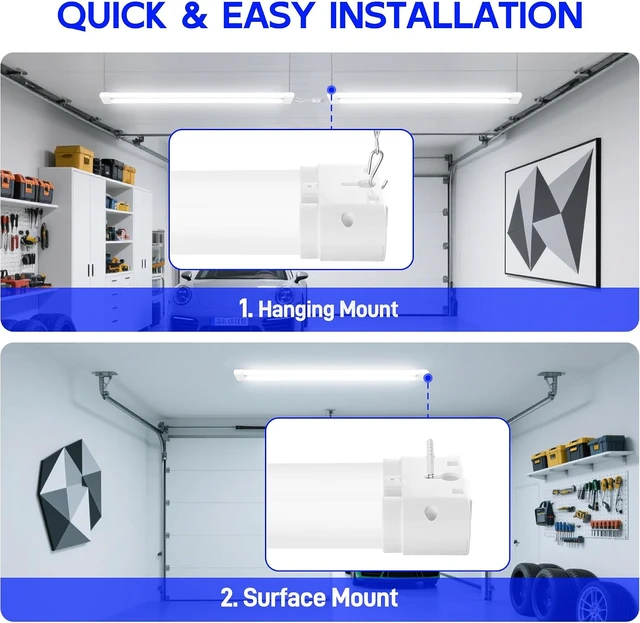 Alt view image 6 of 7 - hykolity LED Shop Lights 4FT with Power Cord,5500LM,3 Power Level&3CCT