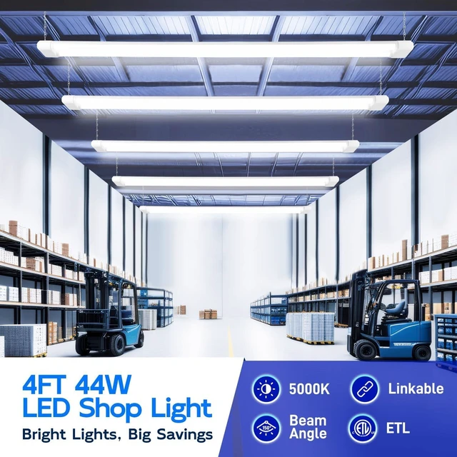 Alt view image 2 of 7 - hykolity 4FT Linkable LED Shop Light,44W 4600LM 5000K Daylight,4 Pack