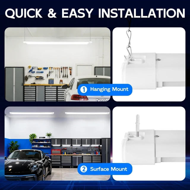 Alt view image 3 of 7 - hykolity 4FT Linkable LED Shop Light,44W 4600LM 5000K Daylight,4 Pack