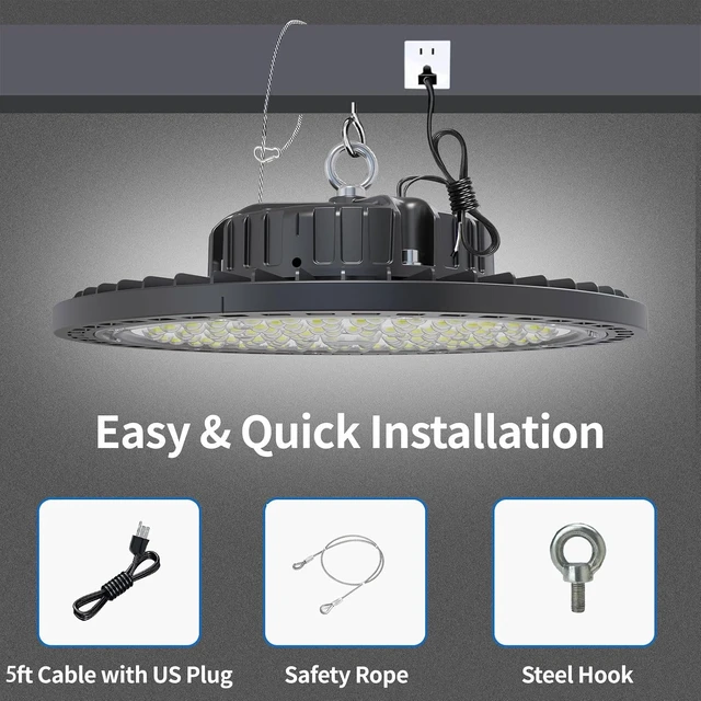 Alt view image 7 of 7 - 200W UFO High Bay LED Shop Lights, 6 Pack, 29000 LM, 5000K, AC110-277V