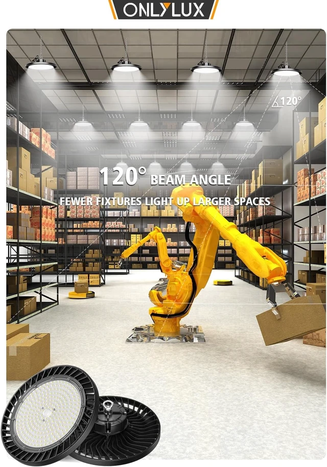 Alt view image 5 of 7 - ONLYLUX 300W Super Bright UFO LED High Bay Lights 8 Pack 6000K 45000lm
