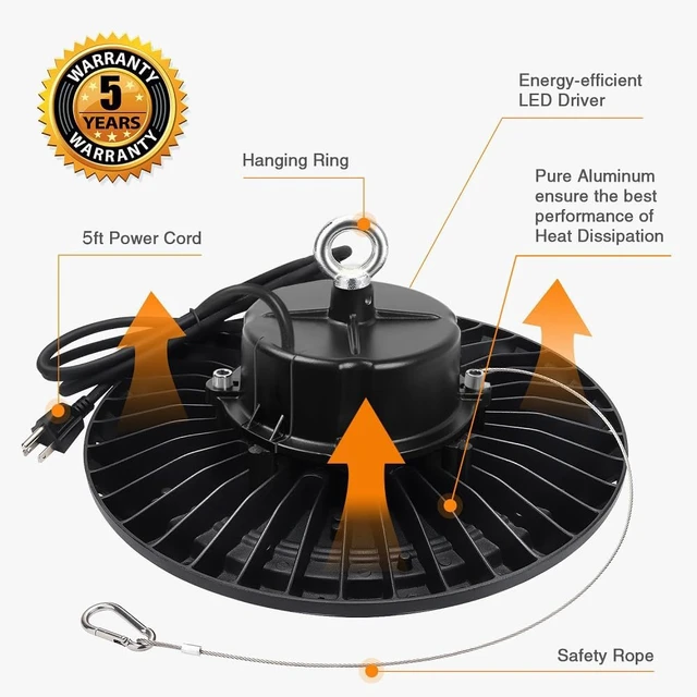 Alt view image 5 of 6 - 100W UFO LED High Bay Light 15000lm 5000K