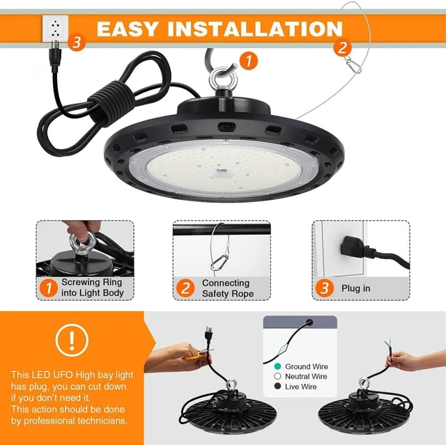 Alt view image 6 of 6 - 100W UFO LED High Bay Light 15000lm 5000K