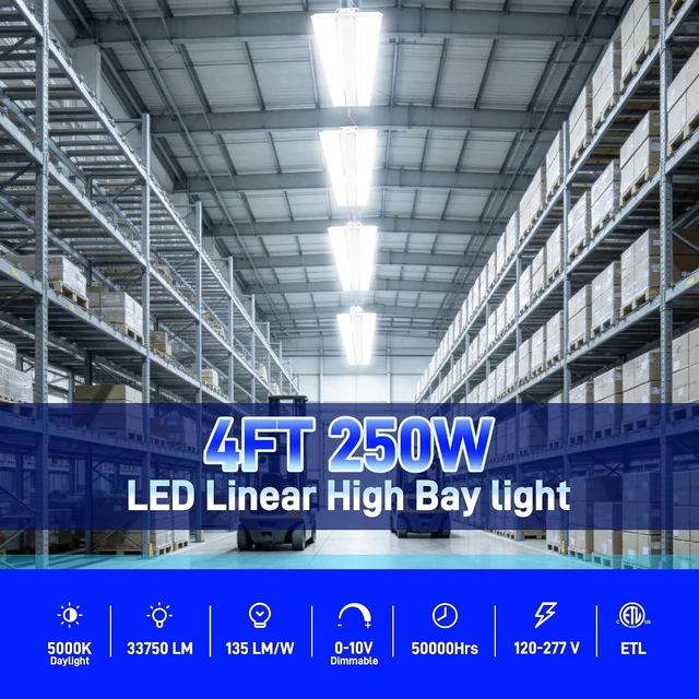 Alt view image 2 of 7 - hykolity 4FT 250W LED Linear High Bay Shop Light, 33750LM 5000K 135LM/W